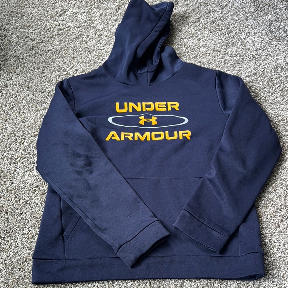 Under Armour Dark Blue Hoodie with Yellow Logo